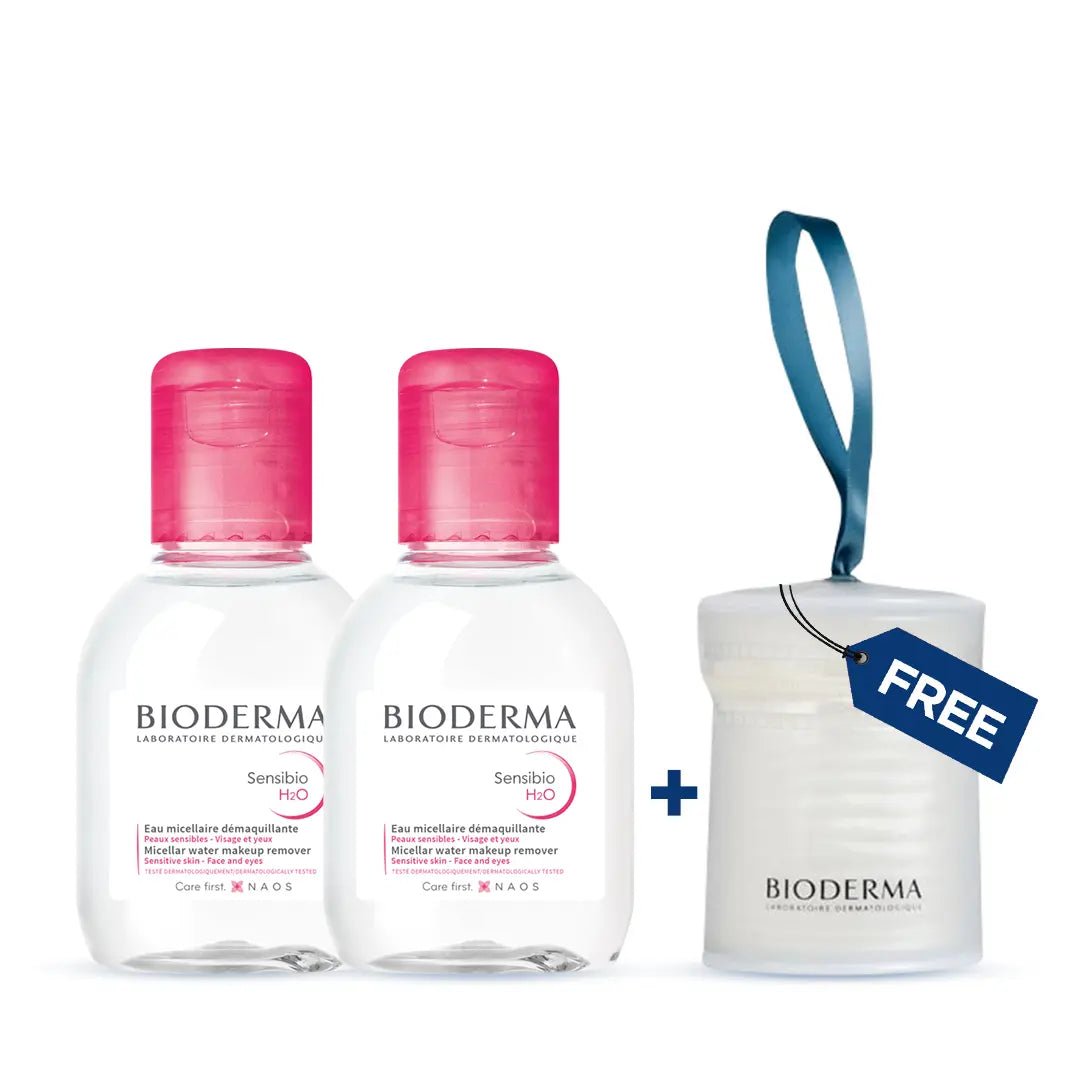 Buy 2 100ml Micellar Water – Get FREE Cotton Pouch Bioderma